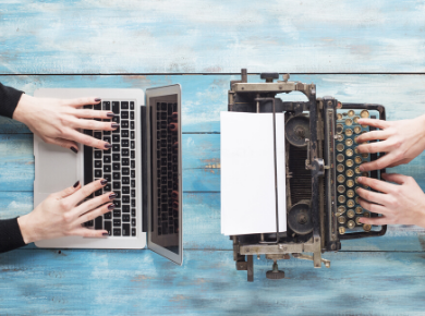 technology changing from a type writer to a laptop