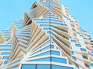 building made of stacking levels like microservices