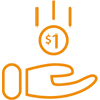 orange consumer retail banking with hand icon