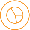 orange data analytics and insights pie chart icon