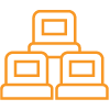 orange enterprise applications icon depicted with three computers
