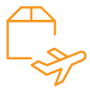 orange integrated carriers icon depicted as an airplane flying