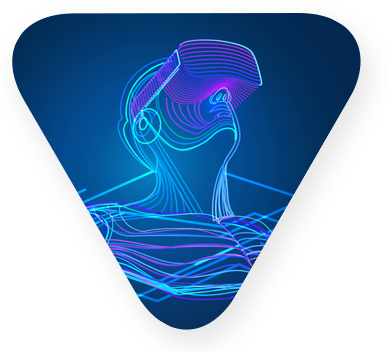 triangle shapped illustration of human using virutual reality