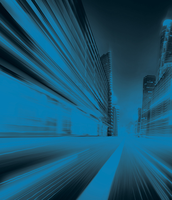 A blue overlay of the city streets