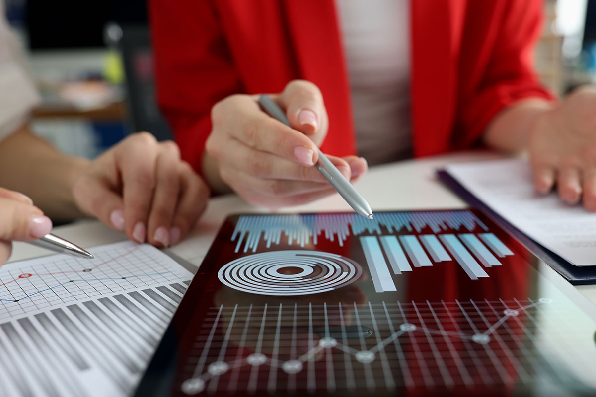 data provided by artificial decision intelligence on tablet screens