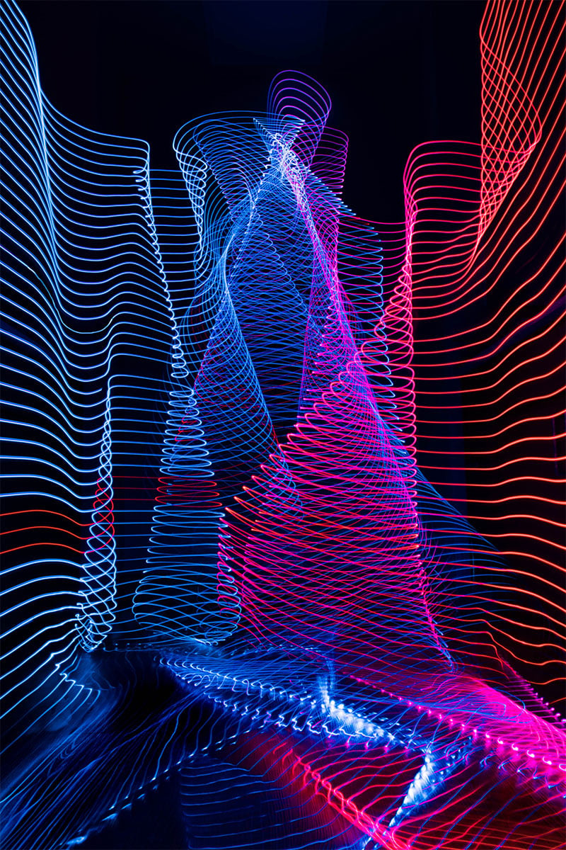 Waves of blue and pink lights