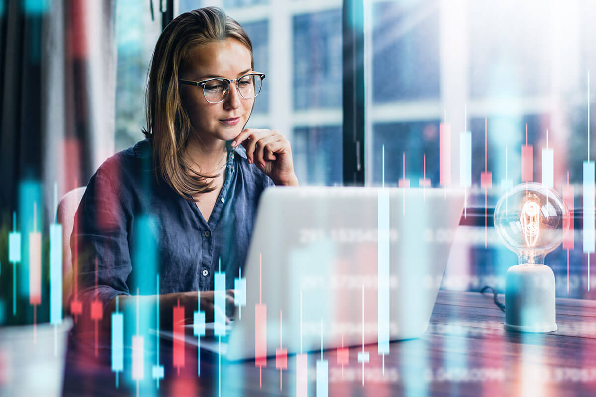 woman on computer searching talent strategies