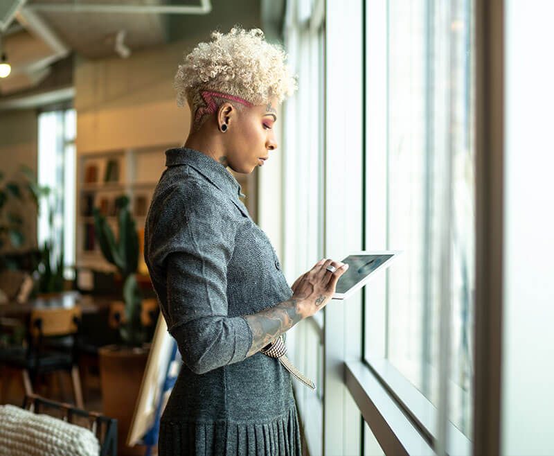 woman on tablet