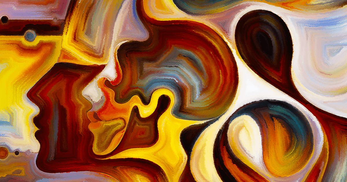 Composition human silhouettes, art textures, and vibrant colors representing diversity.