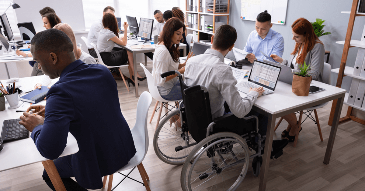 small snapshot of diverse workplace filled with a diverse group of professionals