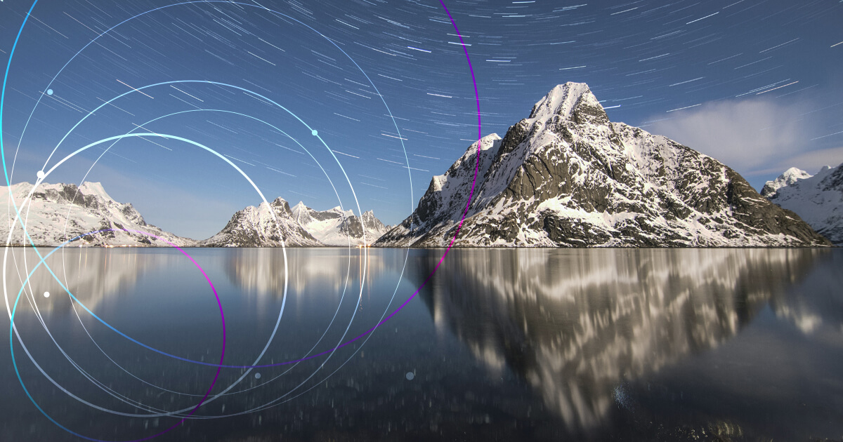 natural toned midday moutain skyline with cirular digital overlay