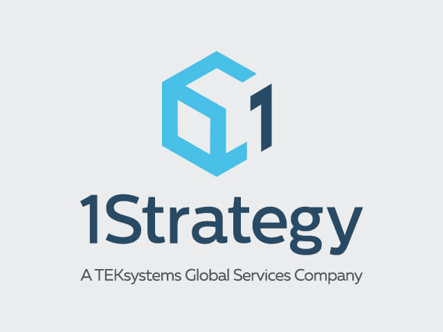 1strategy logo on a grey background.