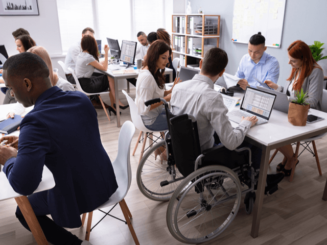 small snapshot of diverse workplace filled with a diverse group of professionals