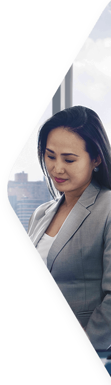 small triangle with a woman in a suit