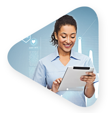 Smiling female african american healthcare profesional with tablet pc computer