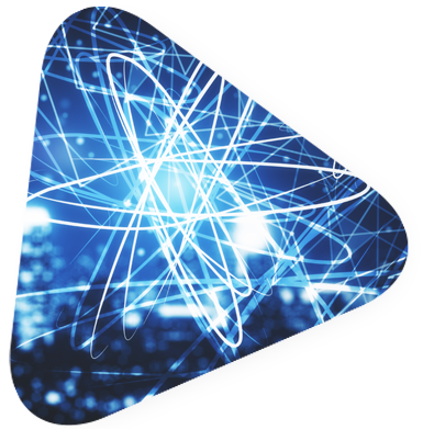 triangle with a blue lights flashing in the shape of an atom