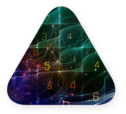 Abstract numbers and data in a triangle representing machine learning