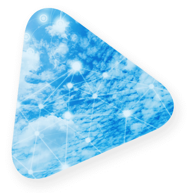 Clouds and digital connections against a blue sky